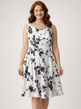 Grace Karin Black & White Floral A-Line Dress | Sleeveless Fit & Flare